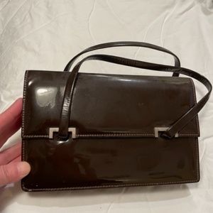 Charles Jourdan  Vintage Brown Patent Wrist Bag